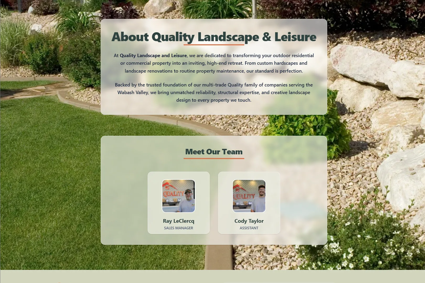 Quality Landscape and Leisure about page