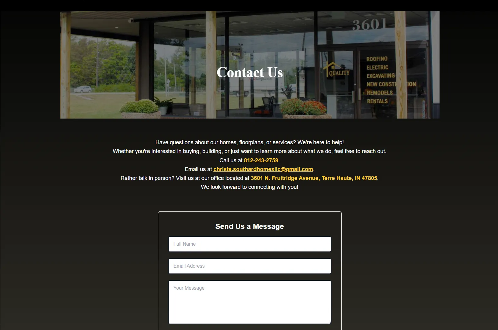 Southard Homes contact page
