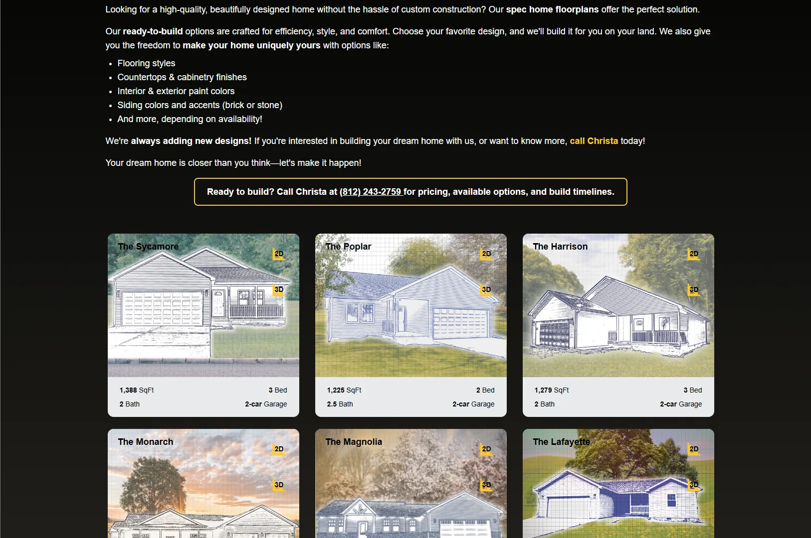 Southard Homes floorplans page