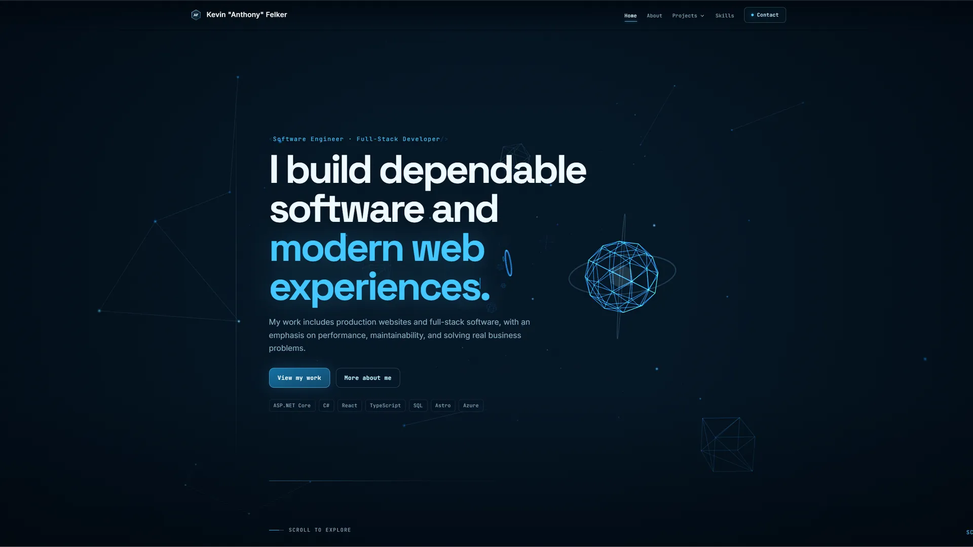 AnthonyFelker.com portfolio homepage