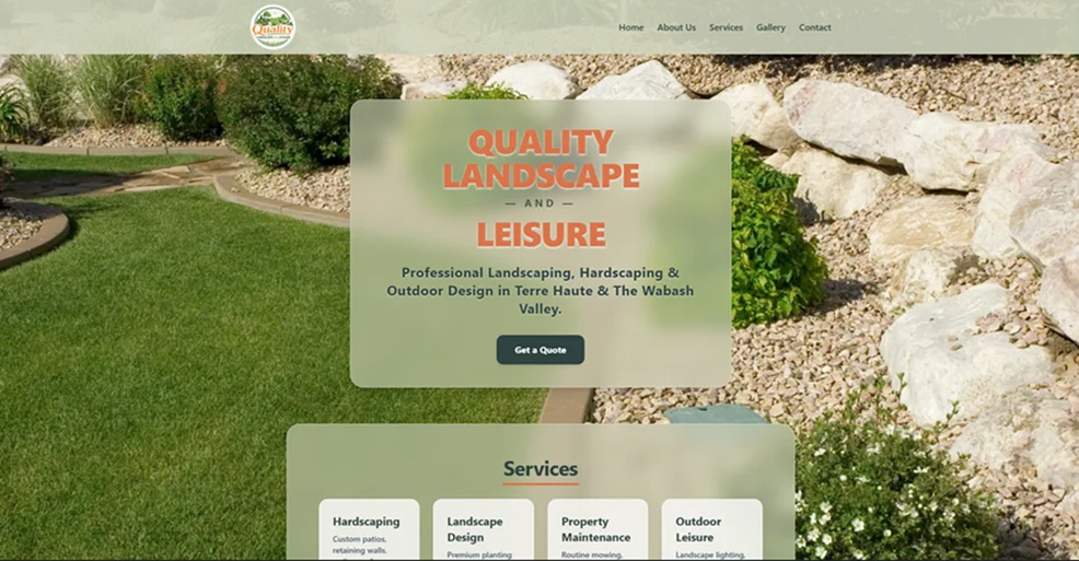 Quality Landscape and Leisure website displayed on desktop and mobile devices