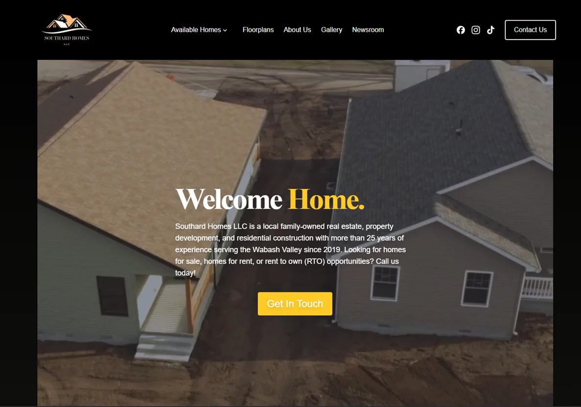 Southard Homes website displayed on desktop and mobile devices