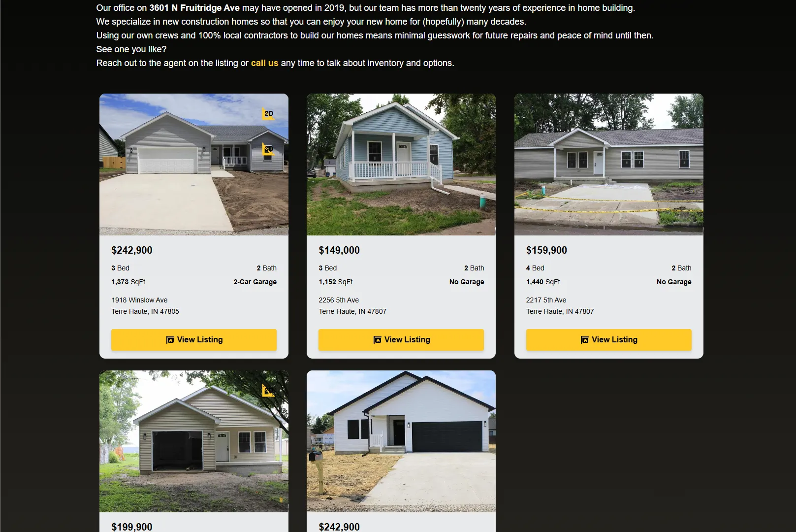 Southard Homes homes-for-sale page