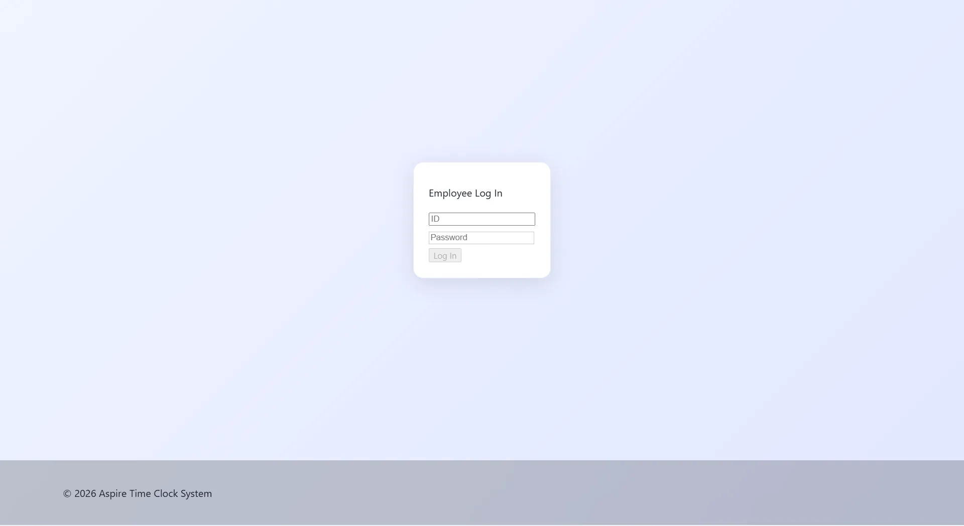 TimePunch login screen