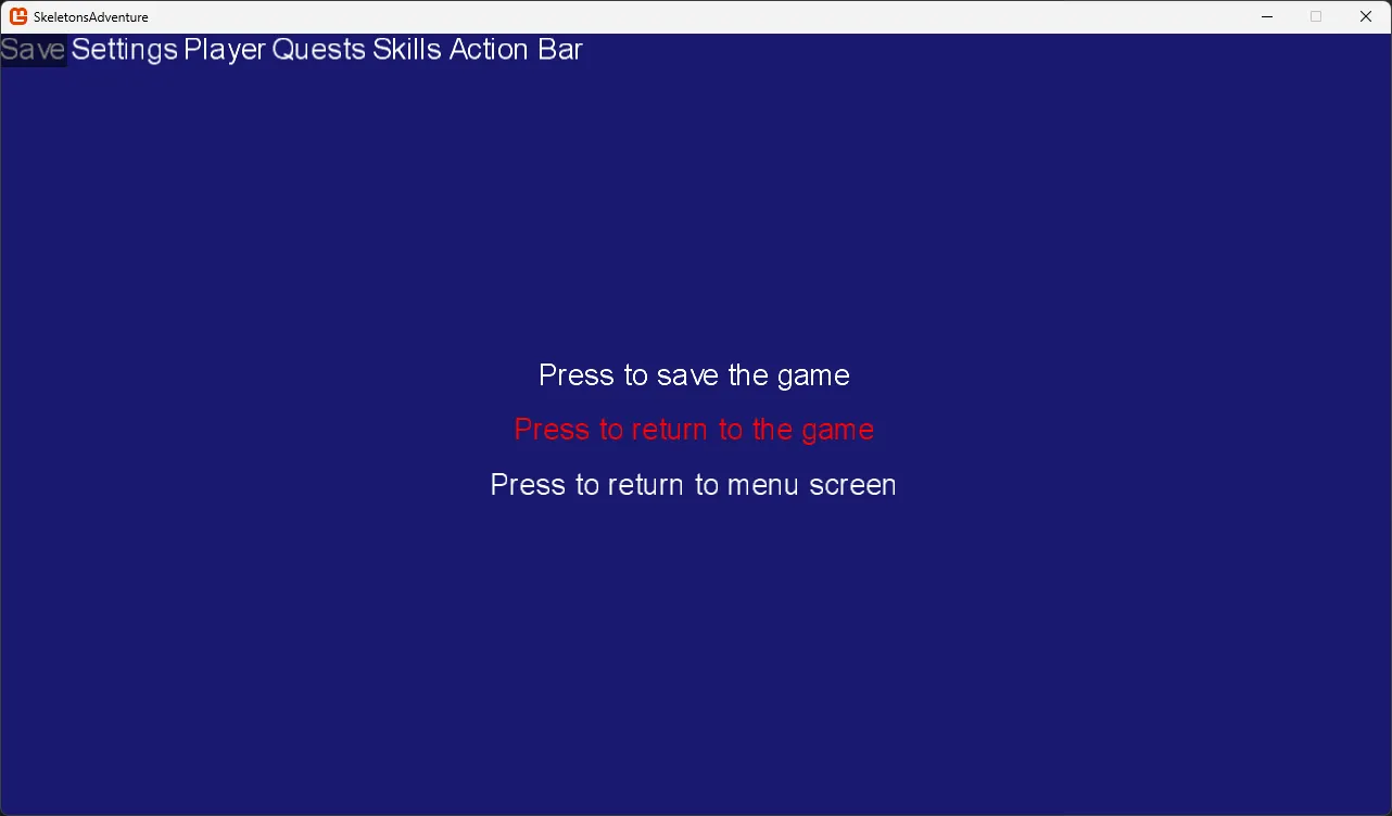 2D RPG engine pause menu