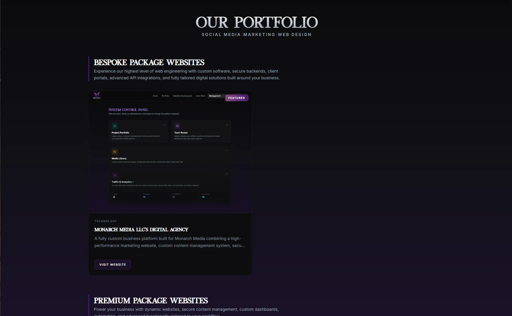 Monarch Media portfolio page