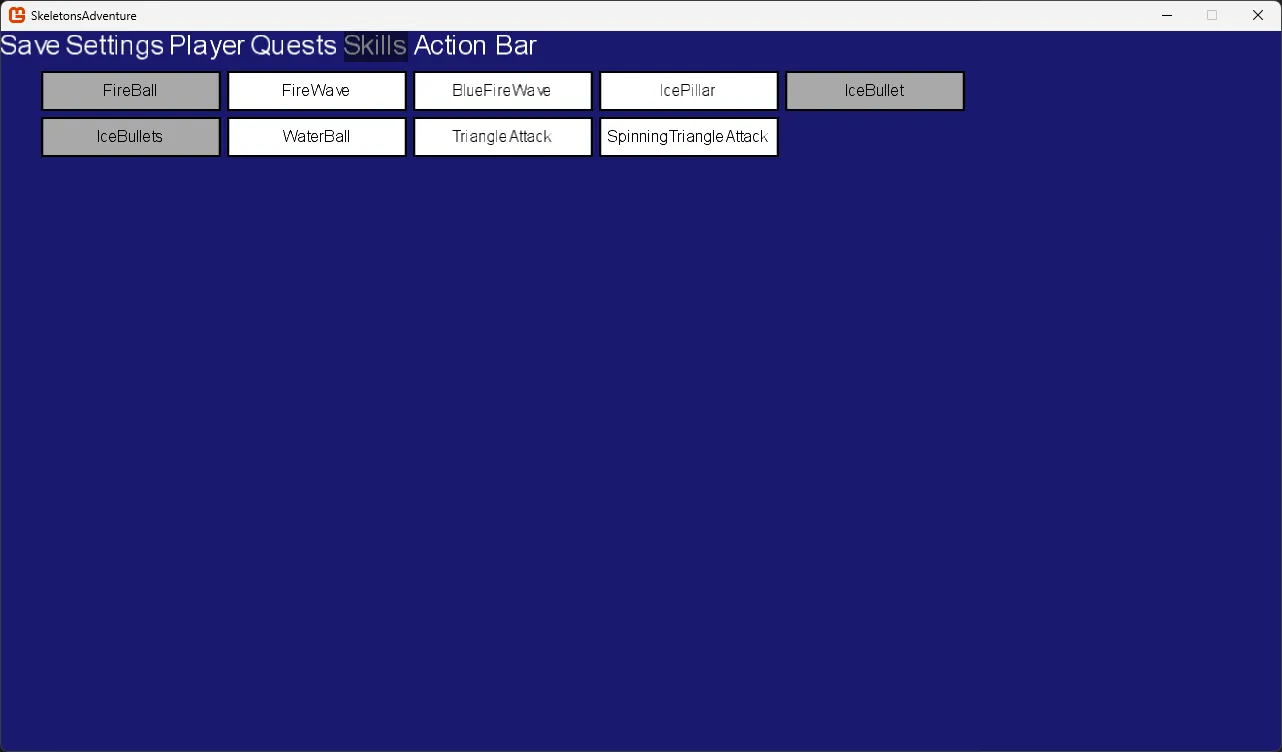 2D RPG engine skills page